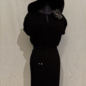 Silky Black Midi T-Shirt Dress